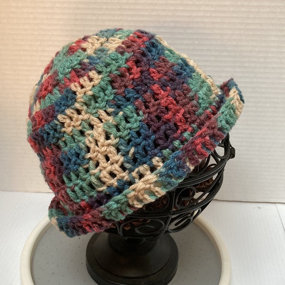 BEANIE CAP Multicolored Rainbow Handmade Crochet UNISEX One Size Fits Most - Picture 4 of 15